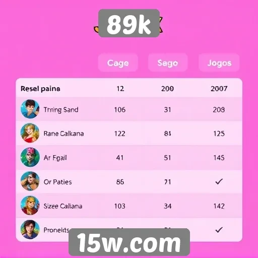 Comparação entre jogos populares disponíveis no 89k